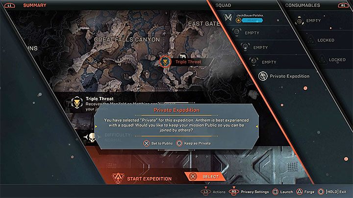 anthem как играть одному?